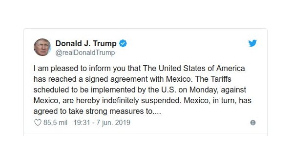 trump tweet acuerdo mexico